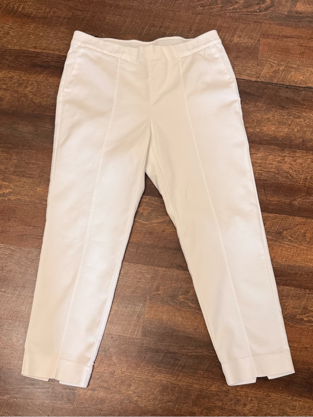 J. Jill Essential Slim Ankle Pants 10 Petite Cream Stretch Career Cropped